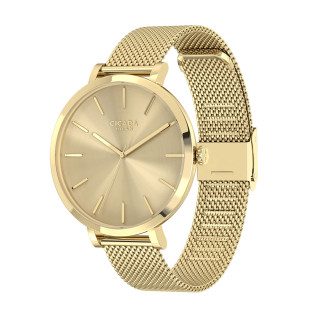 Cicada Milano złoty zegarek damski szampański mesh G38G06.GG