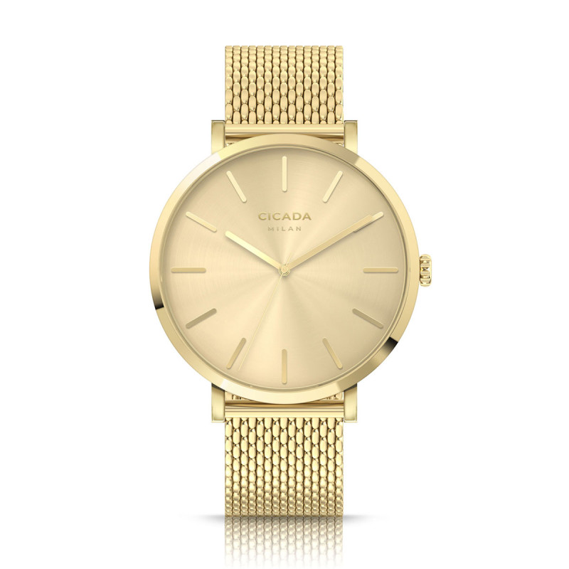 Cicada Milano złoty zegarek z tarczą szampańską mesh G41G10.GG