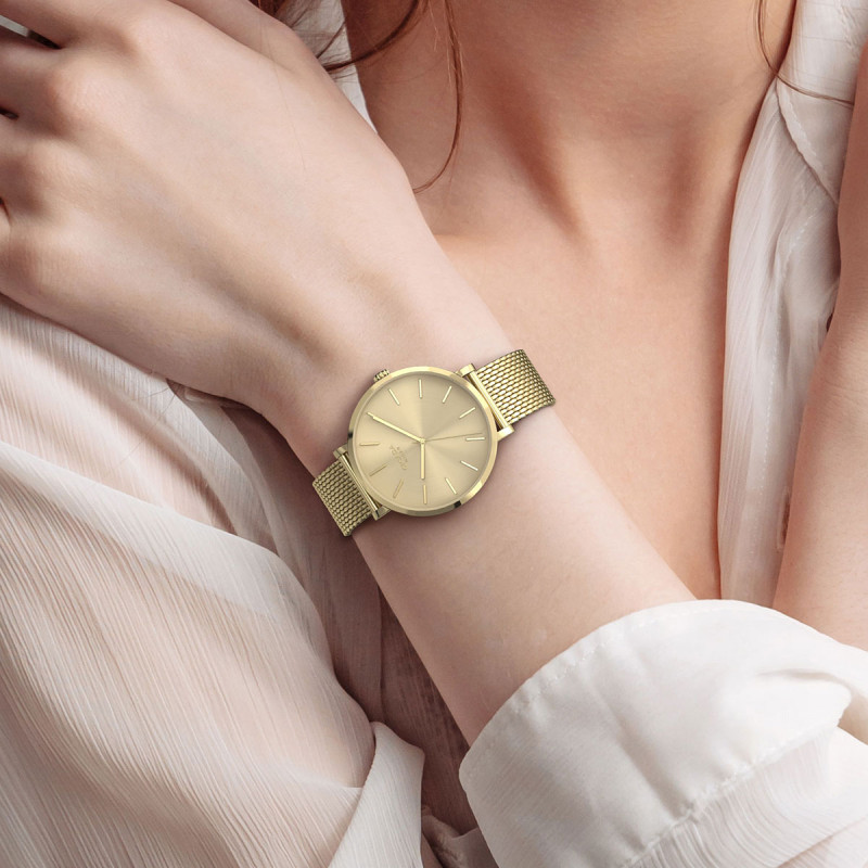 Cicada Milano złoty zegarek z tarczą szampańską mesh G41G10.GG