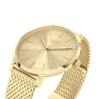 Cicada Milano złoty zegarek z tarczą szampańską mesh G41G10.GG