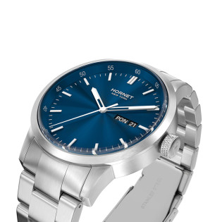 Hornet NYC Flashing srebrny zegarek z granatową tarczą HN.S40S0B.NSS