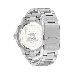 Hornet NYC Flashing srebrny zegarek z granatową tarczą HN.S40S0B.NSS