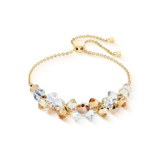 Bransoleta stalowa koloru zlotego Coeur de Lion z kryształami Beige-Gold