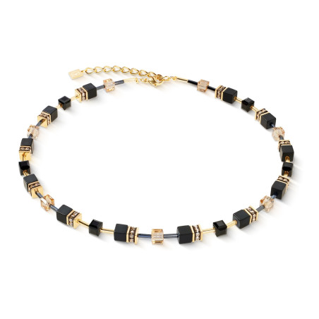 Naszyjnik stalowy koloru złotego Coeur de Lion z kryształami Black-Gold