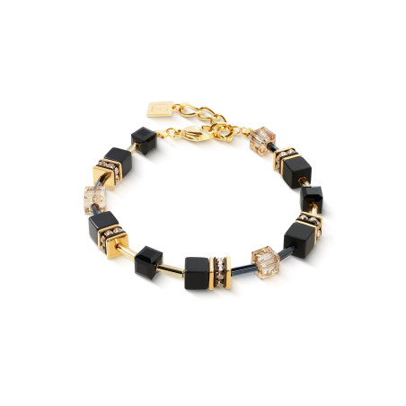 Bransoleta stalowa koloru złotego Coeur de Lion z kryształami Black-Gold