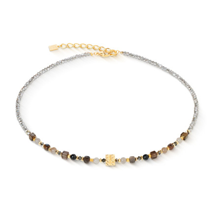 Naszyjnik stalowy Coeur de Lion z kryształami Brown-Grey