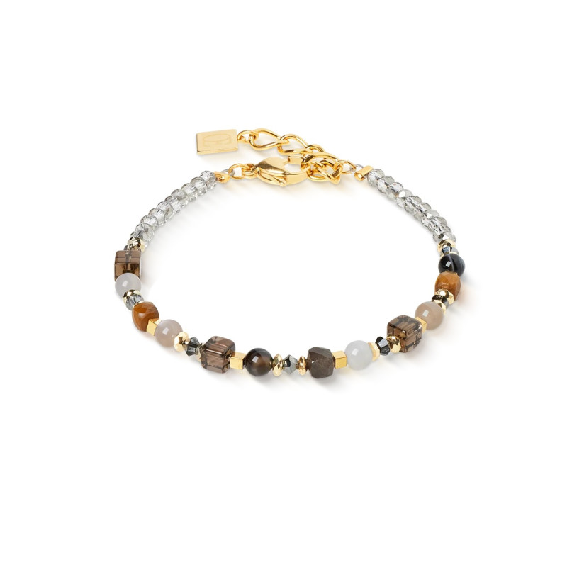 Bransoleta stalowa Coeur de Lion z kryształami Brown-Grey