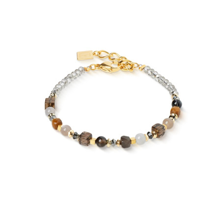 Bransoleta stalowa Coeur de Lion z kryształami Brown-Grey