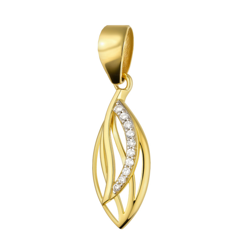 Zawieszka złota ażurowa łezka z cyrkoniami próba 585