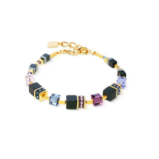 Bransoleta stalowa Coeur de Lion z kryształami Black-Purple i onyksem