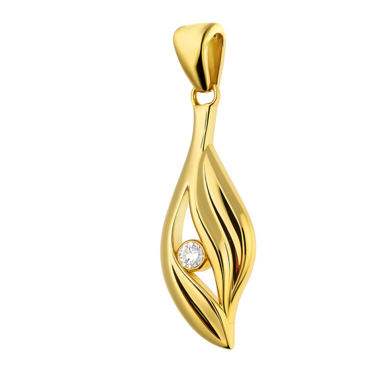 Zawieszka złota listek z cyrkonią próba 585