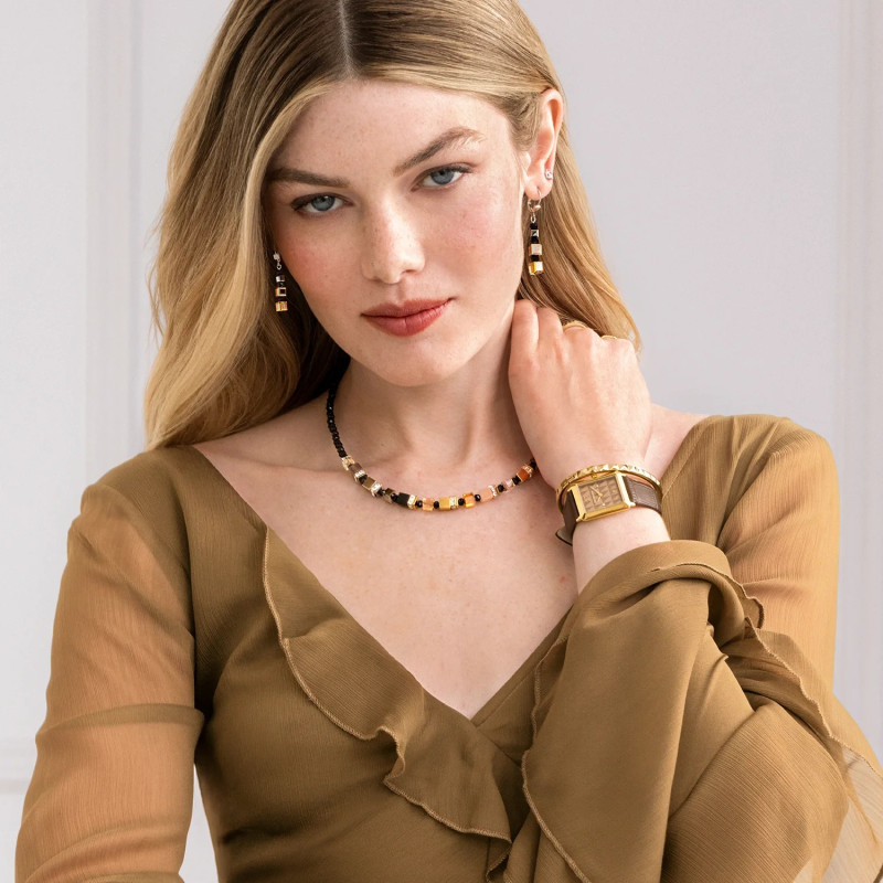 Kolczyki stalowe Coeur de Lion z kryształami Tricolour i szkłem jubilerskim