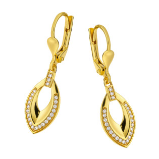 Kolczyki złote łezka z dziurką i cyrkoniami próba 585