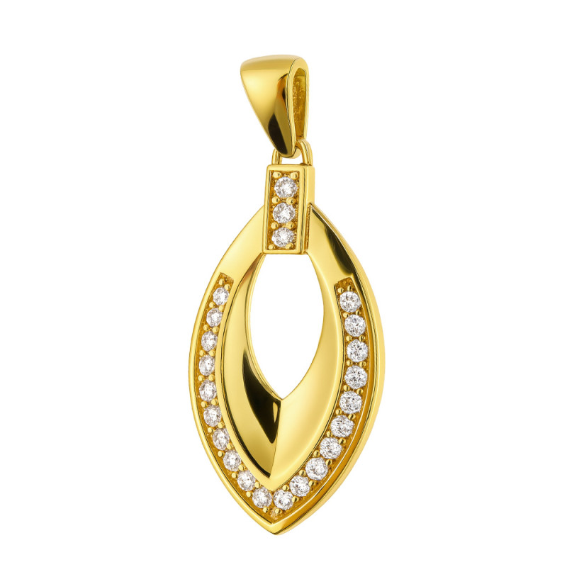 Zawieszka złota łezka z dziurką i cyrkoniami próba 585