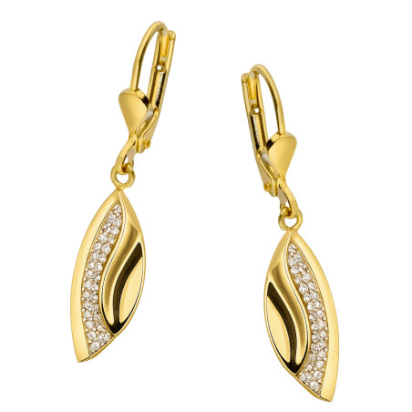 Kolczyki złota łezka z cyrkoniami próba 375