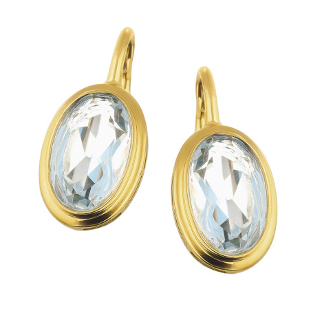 Kolczyki złote z topazem jubilerskim w owalnej formie próba 585