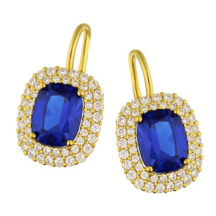 Kolczyki złote markiza z szafirową cyrkonią próba 585