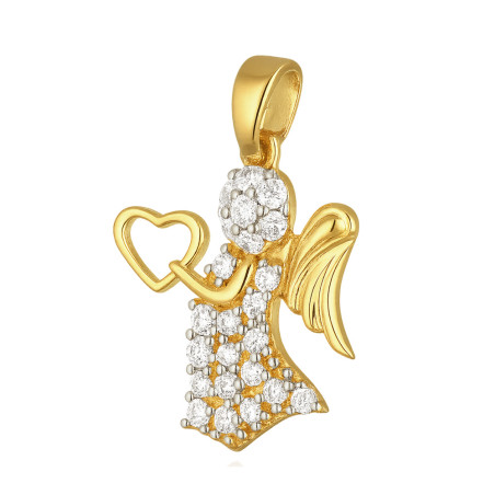 Medalik złoty aniołek z sercem próba 585