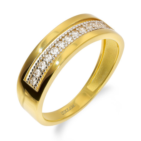 Pierścionek złoty obrączkowy z białymi cyrkoniami próba 585