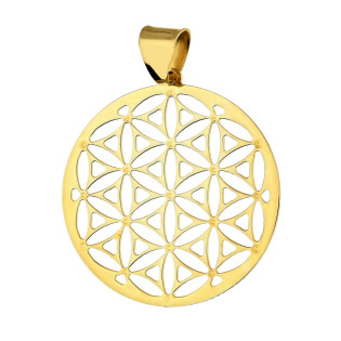 Zawieszka złota koło z wyciętymi kwiatami próba 585