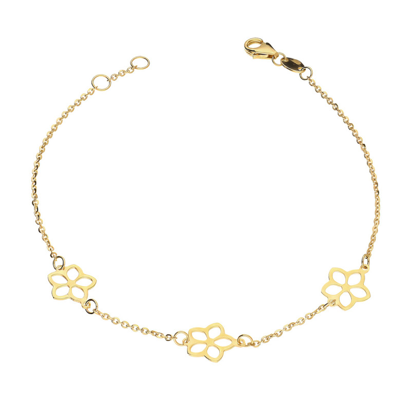 Bransoleta złota z kwiatkami próba 585