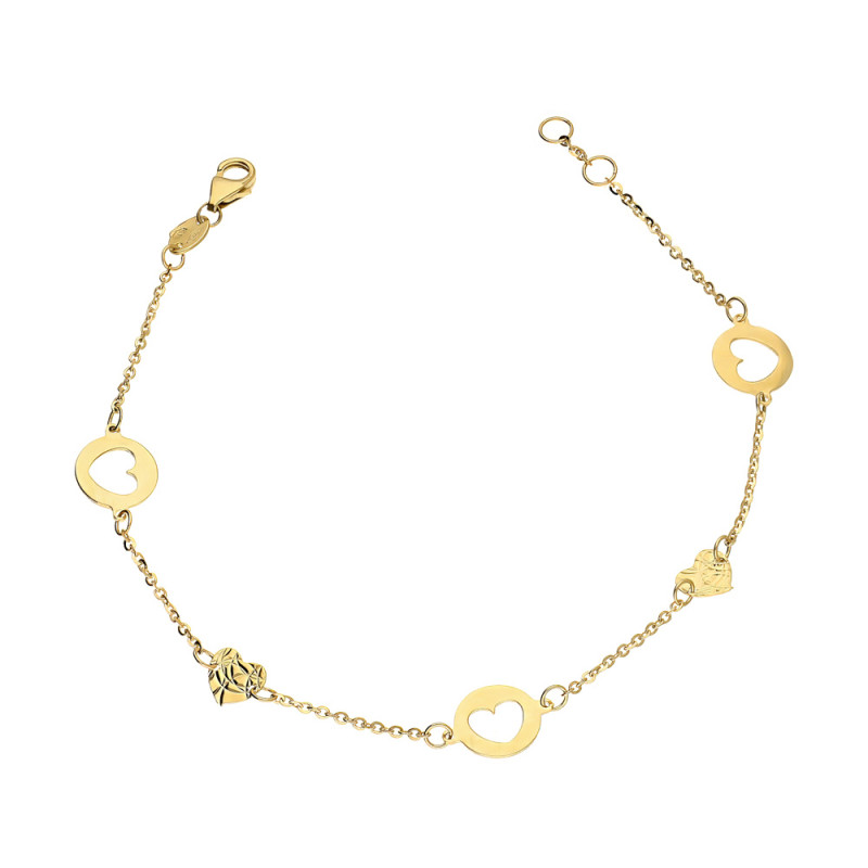 Bransoleta złota z sercami próba 585