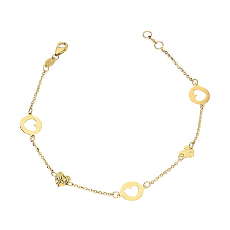 Bransoleta złota z sercami próba 585