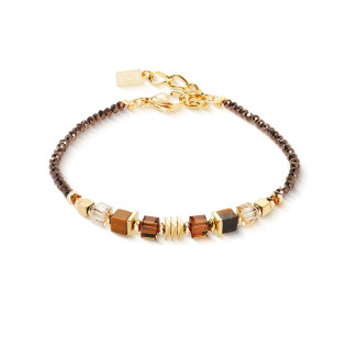 Bransoleta stalowa Coeur de Lion z kryształami Brown-Gold i tygrysim okiem