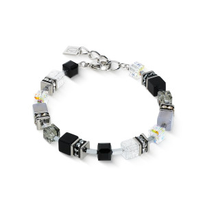 Bransoleta stalowa Coeur de Lion z kryształami Black-Silver onyksem i agatem