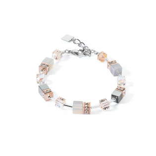 Bransoleta stalowa Coeur de Lion z kryształami Peach-Rosegol i agatem oraz hematytem