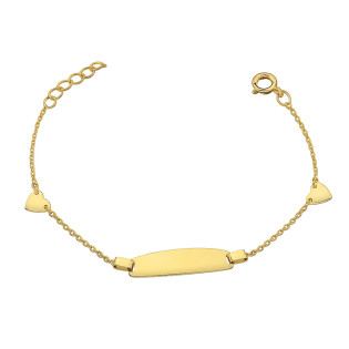 Bransoleta złota dla dziewczynki blaszka i serca próba 585