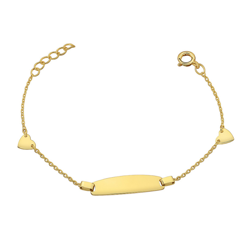 Bransoleta złota dla dziewczynki blaszka i serca próba 585