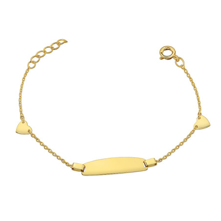 Bransoleta złota dla dziewczynki blaszka i serca próba 585