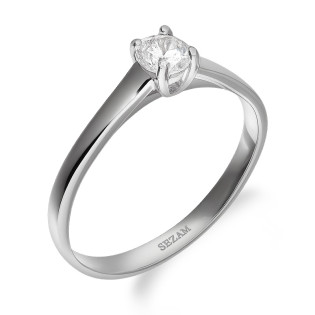 Pierścionek z białego złota z białą cyrkonią próba 585