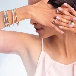 Bransoleta stalowa koloru złotego Coeur de Lion z cyrkoniami Crystal-Gold