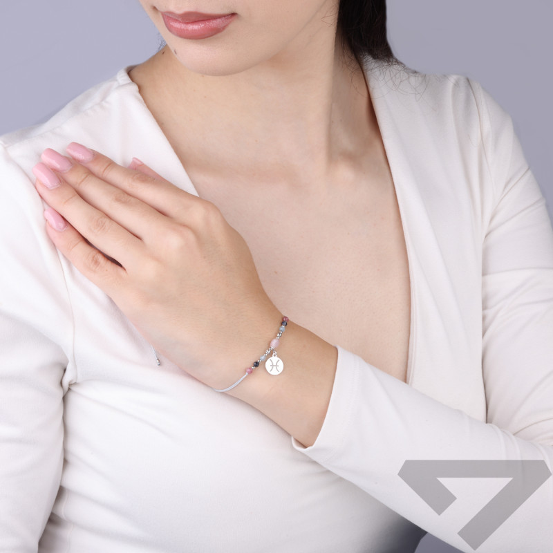 Bransoletka znak zodiaku ryby z kamieniami naturalnymi