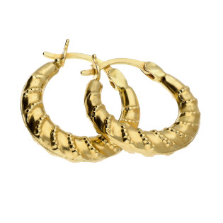 Złote kolczyki kółka grawerowane pr. 585 - JubilerSezam.pl