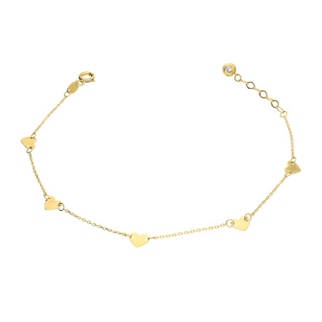 Bransoleta złota gładkie serca próba 375