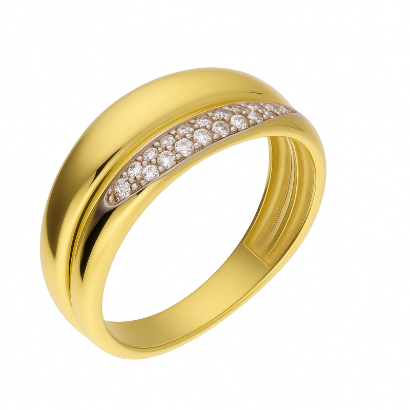 Pierścionek złoty dwie fale próba 375