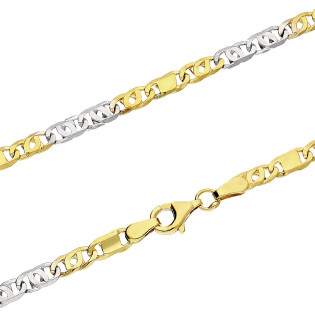 Łańcuszek złoty dwukolorowy fantazyjny splot tiger z blaszkami