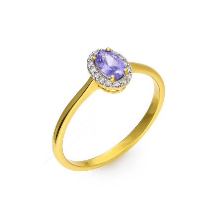 Pierścionek zaręczynowy z tanzanitem i diamentami