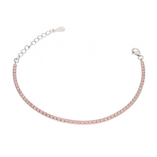 Bransoleta srebrna z jasno-różowymi cyrkoniami