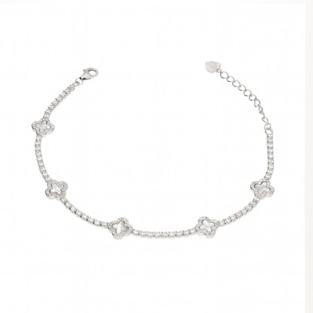 Bransoleta srebrna z koniczynkami z masą perłową