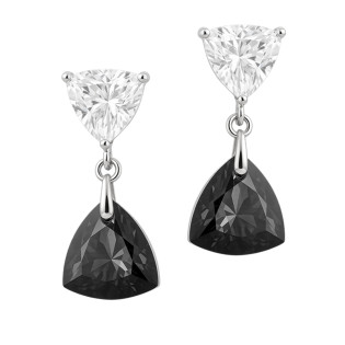 Kolczyki srebrne z czarnym kryształem