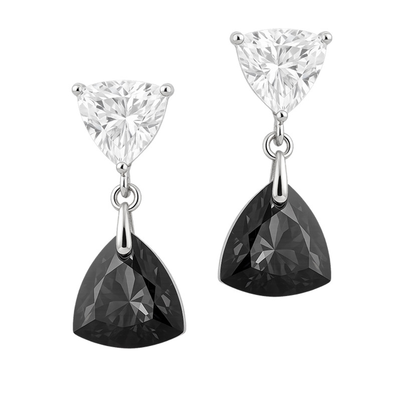 Kolczyki srebrne z czarnym kryształem