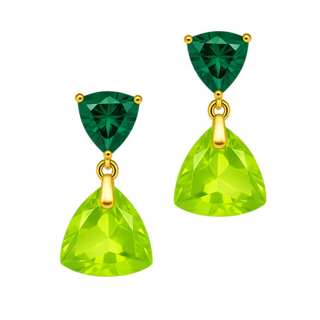 Kolczyki pozłacane SPARK z zielonymi kryształami