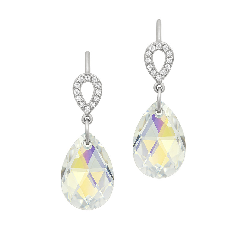 Kolczyki srebrne SPARK z białym kryształem