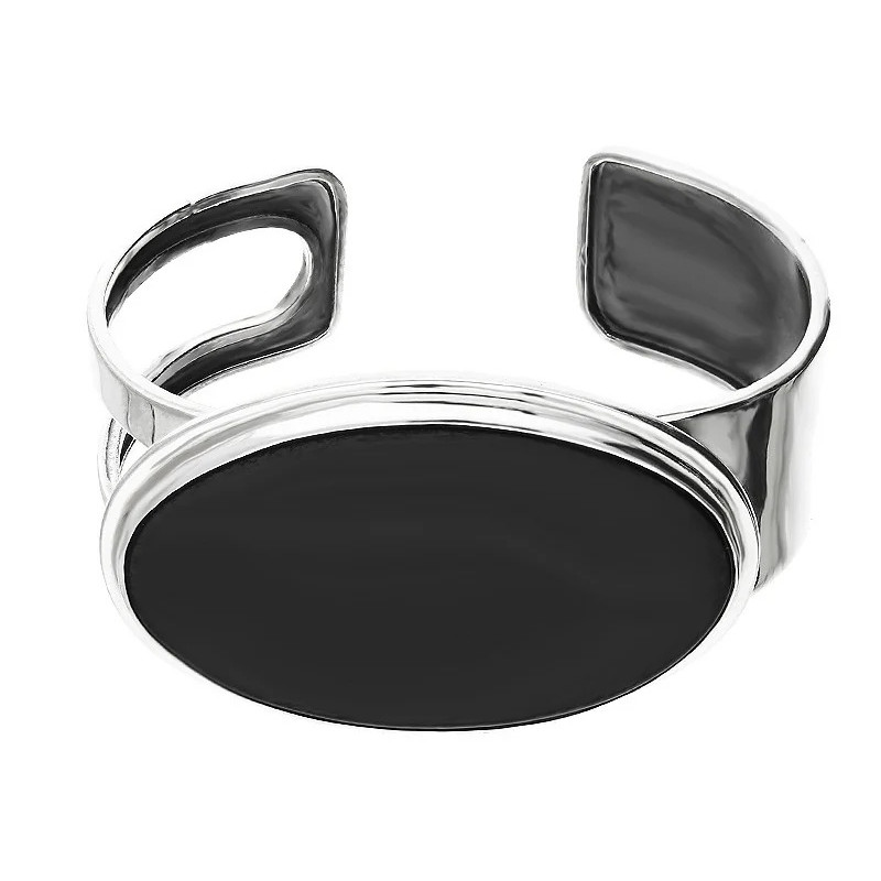 Bransoletka srebrna bangla z onyksem z Brazylii