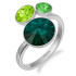 Pierścionek srebrny z zielonymi kryształami