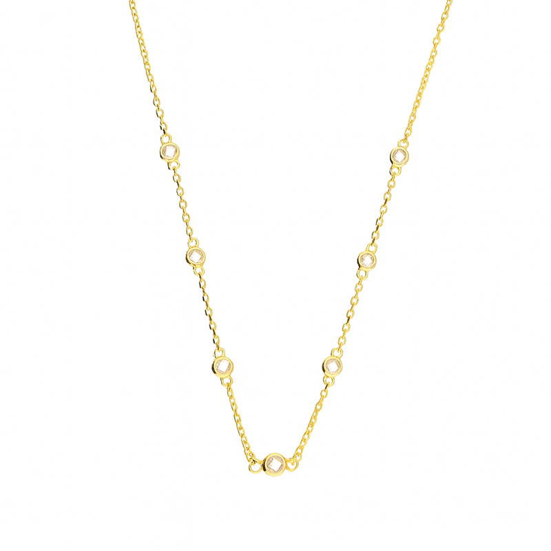 Naszyjnik pozłacany z białymi cyrkoniami